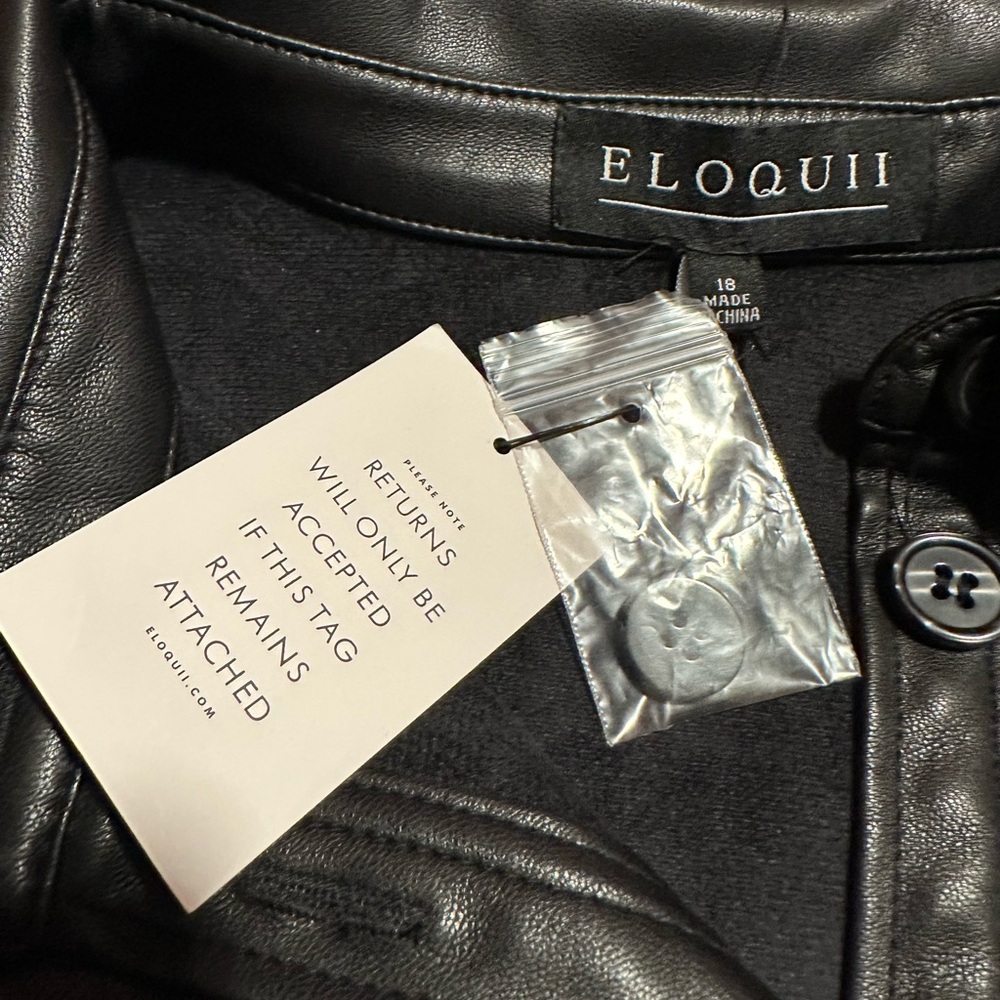 Eloquii Faux Leather Trench Dress Sz 18 - Picture 9 of 12